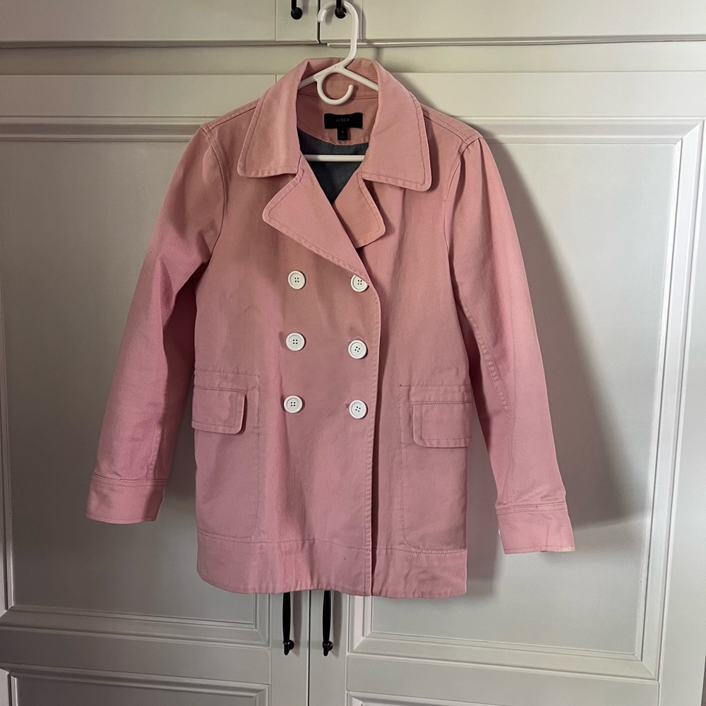 J Crew Pink Pea Coat Wool Blend Notched Lapel